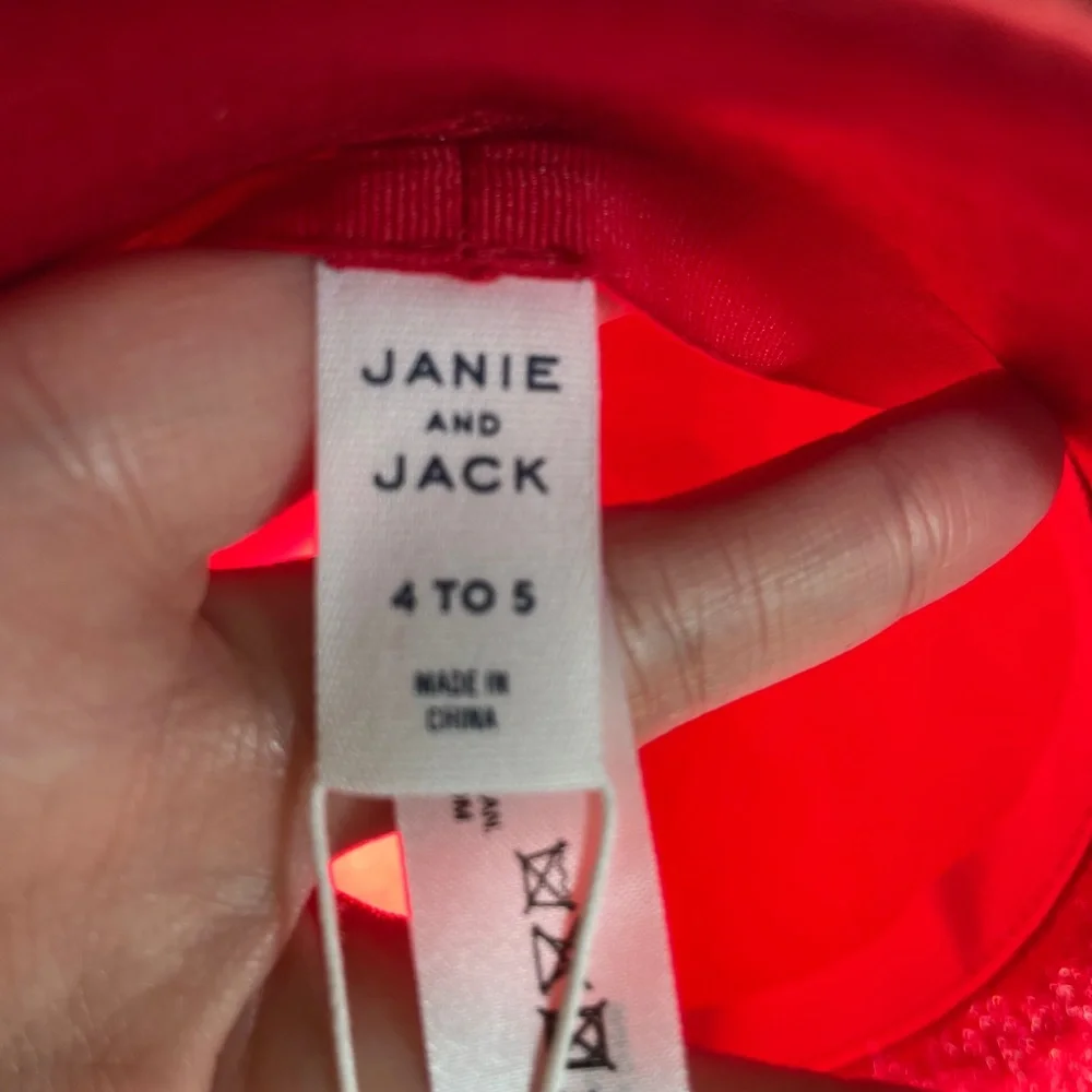NWT Janie and Jack bow tie red hat /little girl 4-5T